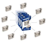 GERCAR Pro Lot de 9 demi-cylindres à fermeture identique, profilés, pour porte de garage, avec 45 clés, serrure de porte de garage, 9 cylindres, longueur : 40 mm, A : 30, B : 10 - Système de fermeture