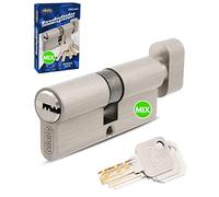 GERCAR Pro Système de fermeture MIX - 1x cylindre serrure/barillet à bouton 60 mm - peut être combiné avec des cylindres de différentes tailles - Avec 5 clés - Longueur : 60 mm, A: 30 B : 30