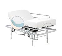 Geriafy - Pack Lit Électrique Renforcé avec Matelas Viscoélastique de 20 cm Tencel | Tissu Frais et Doux | Pieds Réglables en Hauteur | Barres de Lit (80x190 cm, Contrôle par câble)