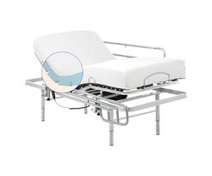 Geriafy - Pack Lit Électrique Renforcé avec Matelas Viscoélastique de 20 cm Tencel | Tissu Frais et Doux | Pieds Réglables en Hauteur | Barres de Lit (90x200 cm, Contrôle par câble)
