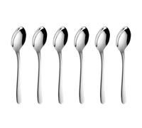 Gerlach 1760 Cuillères à Café Inox 18/10 Bord Arrondi Poli Lot de 6 | Petites cuillères argentées Muza, acier inoxydable 18/10, haute brillance, compatible lave-vaisselle, usage quotidien
