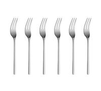Gerlach 1760 Fourchettes à Dessert à Gâteau, Lot de 6, Acier Inoxydable | Fourchettes à gâteau argentées haute brillance, acier inox 18/10, design moderne, lot de 6 pièces, couverts de table