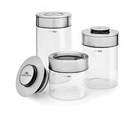 Gerlach 1760 Lot De 3 Boîtes De Rangement En Verre Avec Couvercles En Acier Inoxydable Conteneurs De Stockage Pour Pâtes Céréales Herbes 1,3 / 0,7 / 0,3 l Ambiente