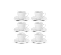 Gerlach 1760 Lot de 6 Tasses à Café et Thé avec Soucoupes - 6 Personnes - Porcelaine - Modern New - Blanc 185 ml