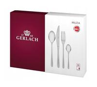 Gerlach 1760 Ménagère 68 Pièces, 12 Personnes, Acier Inoxydable Muza | Couverts de table haute brillance argentés, set complet en valise, repas quotidiens et occasions spéciales