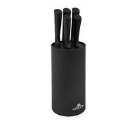 Gerlach 1760 Set Couteau Cuisine En Acier Inoxydable Ensemble De 5 Couteaux 1 x Couteau De Chef 1 x Couteau Japonais Santoku 2 x Couteau De Cuisine 1 x Couteau À Légumes 54-55 HRC Noir Smart Black