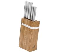 Gerlach 1760 Set Couteau Cuisine En Acier Inoxydable Ensemble De 5 Couteaux 1 x Couteau De Chef 1 x Couteau À Pain 2 x Couteau De Cuisine 1 x Couteau À Légumes 54-55 HRC Ambiente Oak