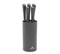 Gerlach 1760 Set Couteau Cuisine En Acier Inoxydable Ensemble De 5 Couteaux 1 x Couteau De Chef 1 x Couteau À Pain 2 x Couteau De Cuisine 1 x Couteau À Légumes 54-55 HRC Smart Granit