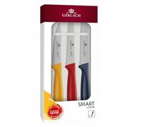 Gerlach 1760 Set Couteau Cuisine Ensemble De 3 Couteaux En Acier Inoxydable 1 x Couteau À Légumes 3,5" 1 x Couteau À Steak Dentelé De 4" 1 x Couteau De Cuisine Dentelé De 5" En Plein Air