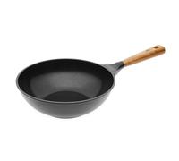 Gerlach 1760 Wok 28 cm Avec Revêtement Antiadhésif En Céramique lag Xera Dur 2 Ceramic Non Stick Résistance À La Déformation Tous Feux Dont Induction Poignée En Bois De Chêne Natur