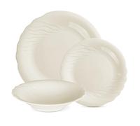 Gerlach Celestia Service de table, pour 6 personnes, en porcelaine, 18 pièces, service de table, assiettes creuses, assiettes plates, vaisselle de Noël, couleur ivoire