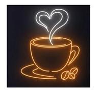 GERLJ enseigne lumineuse au néon D'Ambiance Apaisante Lampe Enseigne Au Néon en Forme De Cœur, Tasse À Café, Boisson Thé, Lumière Alimentée