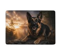 German Shepherd with Diamond Grill Tapis 150 x 100 cm, Doux et Antidérapant | Ambiance cocooning : Tapis imprimé à poils courts, avec dos à points PVC antidérapants; pour chambre