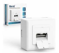 Germany B.e.s.t 1 prise réseau universelle LAN CAT 6a pour montage en saillie et encastrée EIA/TIA 568A&B | 2 ports RJ45 | Compatible CAT6a, CAT7, CAT8 - Blanc