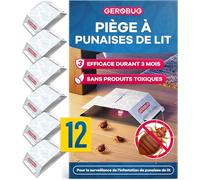 Gerobug Lot de 12 pièges à punaises de lit - Piège adhésif efficace avec puissant attractif pour la détection précoce des punaises de lit - Surveillance sans produits chimiques et prêts à l'emploi
