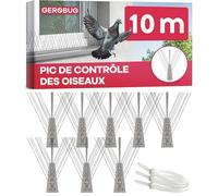 GEROBUG Pic Anti Pigeon 10 M - La Solution Idéale pour Protéger Votre Balcon et Toiture - Piques Anti-Pigeons et Anti-Oiseaux sur Tuiles - Répulsif Pigeon Efficace