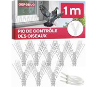 GEROBUG Pic Anti Pigeon 1m - La Solution Idéale pour Protéger Votre Balcon et Toiture - Piques Anti-Pigeons et Anti-Oiseaux sur Tuiles - Répulsif Pigeon Efficace
