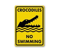 Geroclonup Panneau réfléchissant Crocodiles Interdiction de baigner 30 x 40 cm en métal résistant à la rouille résistant à l'eau Facile à installer Utilisation en extérieur