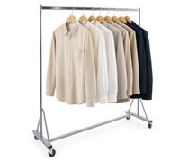 Gerso Portant vêtements robuste 150 cm | Charge 160 kg | Structure en Z industrielle | Sur roulettes 360° avec frein | Portant chromé professionnel | Stable & gain de place