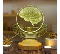 Geschenkelampe Cadeaux personnalisés Lampe LED 3D Cadeau d'adieu pour collègues de travail, collègue, médecin, infirmière, psychologue, dentiste, pharmacien (cerveau)