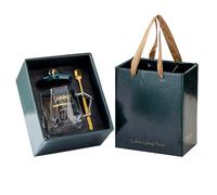 Geschenkset facettierte Diamant-Glastasse, mit goldenem Löffel und Keramikdeckel, hitzebeständig, 330 bis 390 ml, grünes Set für Hochzeit, Geburtstag und Feier