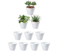 GESDYO Lot de 10 mini pots de fleurs, blancs, anti-céramique, en plastique incassable, pour plantes d'intérieur et d'extérieur, cactus succulentes, plantes d'intérieur, 6 x 7 cm
