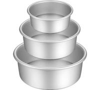 Gesentur Moule à Gâteau Rond Aluminium Anodisé Antiadhésif 3 tailles 13.7/19.7/25cm Argent