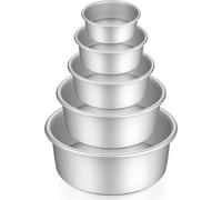 Gesentur Set de moules à gâteaux en aluminium anodisé revêtement antiadhésif 5 tailles Argent