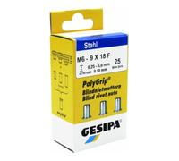 Écrou à rivets aveugles GESIPA PolyGrip acier M6 VPE 25 pièces