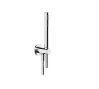 Gessi Anello, ensemble de douche avec raccord mural coudé 1/2, support, pomme de douche anticalcaire, sécurité intrinsèque, flexible en couleur, 63329710, Couleur: Laiton PVD