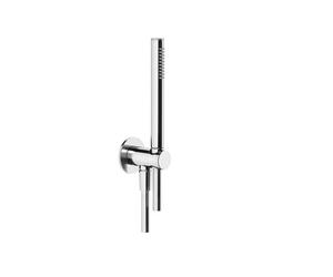 Gessi Anello, ensemble de douche avec raccord mural coudé 1/2, support, pomme de douche anticalcaire, sécurité intrinsèque, flexible en couleur, 63329710, Couleur: Laiton PVD
