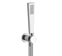 Gessi CONO Ensemble de douche CONO, avec raccord mural coudé 1/2 et support, flexible 1,50 m et pomme de douche anticalcaire, sécurité intrinsèque, 45223299, Couleur: Noir XL