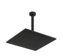 Gessi Emporio douche de tête carrée anticalcaire, 300 mm avec articulation et bras de plafond rond et rosace carrée 60 mm, hauteur 271 mm, 47362299, Couleur: Noir XL