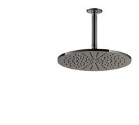 Gessi Inciso douche de tête anticalcaire D300 mm, avec articulation et bras de plafond 266 mm, 1/2 connexion, 58252706, Couleur: Métal noir PVD