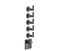 Gessi Inciso- Kit de pré-montage pour thermostat encastré 3/4 haute performance, rosaces simples, montage vertical, 5 voies séparées, 58220706, Couleur: Métal noir PVD