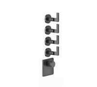 Gessi Inciso- Kit pré-assemblé pour thermostat encastré 3/4 haute performance, rosaces simples, montage vertical, 4 voies séparées, 58218299, Couleur: Noir XL