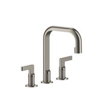Gessi Inciso- Mélangeur lavabo 3 trous avec bec H=139 mm x 160 mm projection, sans vidange tuyau de raccordement 3/8, 58014149, Couleur: Optique Finox