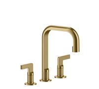 Gessi Inciso- Mélangeur lavabo 3 trous avec bec H=139 mm x 160 mm projection, sans vidange tuyau de raccordement 3/8, 58014727, Couleur: Laiton brossé PVD