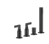 Gessi Inciso- Mitigeur de baignoire 4 trous avec poignée à 2 leviers, inverseur automatique séparé pour le bec de la baignoire, douchette à main et flexible de douche de 1,50 m, 58043735, Couleur: Bro