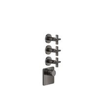Gessi Inciso Wellness Set de montage final pour thermostat encastré 3/4 haut débit, montage vertical, 3 voies séparées, 58346706, Couleur: Métal noir PVD