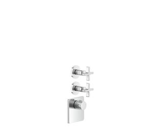 Gessi Inciso Wellness Set de montage final pour thermostat encastré 3/4 haut débit, montage vertical, 2 voies séparées, 58344031, Couleur: chrome