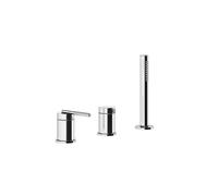 Gessi Ingranaggio Mélangeur bain-douche 3 trous, cartouche déviatrice 2 voies, bec de baignoire séparé, flexible de douche 1,50 m, douchette anticalcaire extractible, 63547735, Couleur: Bronze chaud P