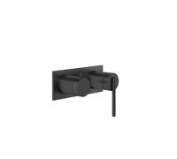 Gessi Ingranaggio set prêt à poser mélangeur bain/douche monocommande avec plaque rectangulaire, avec cartouche inverseur 2 voies, 63579299, Couleur: Noir XL