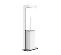 Gessi Rettangolo accessoires stand combinaison porte-rouleau de papier et ensemble de brosse de toilette, récipient blanc, 20933726, Couleur: Bronze chaud brossé PVD