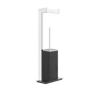 Gessi Rettangolo accessoires stand combinaison porte-rouleau de papier et ensemble de brosse de toilette, récipient noir, 20934707, Couleur: Métal noir brossé PVD