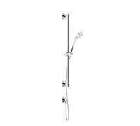 Gessi Rilievo, ensemble barre de douche, avec douchette à main anticalcaire à 1 jet, flexible de douche 1,50 m et raccord mural coudé 1/2, 59242299, Couleur: Noir XL