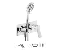 Gessi Rilievo, kit prêt à poser pour mitigeur monocommande de douche, inverseur 2 voies, coude de raccordement mural direct avec support, 59140299, Couleur: Noir XL