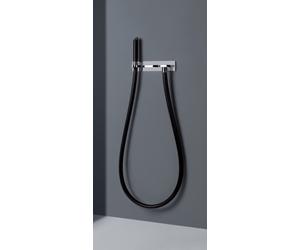 Gessi Tube deau Kneipp, kit prêt à monter pour tuyau Kneipp noir avec pomme de douche en plastique, version avec vanne darrêt, support de pomme de douche et coude de raccordement, 32941030, Couleur: P