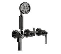 Gessi Venti20 Set de finition mitigeur bain/douche, avec coude de raccordement mural, cartouche de dérivation 2 voies, montage mural, 65036706, Couleur: Métal noir PVD