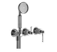 Gessi Venti20 Set de finition mitigeur bain/douche, avec coude de raccordement mural, cartouche de dérivation 2 voies, montage mural, 65036031, Couleur: chrome